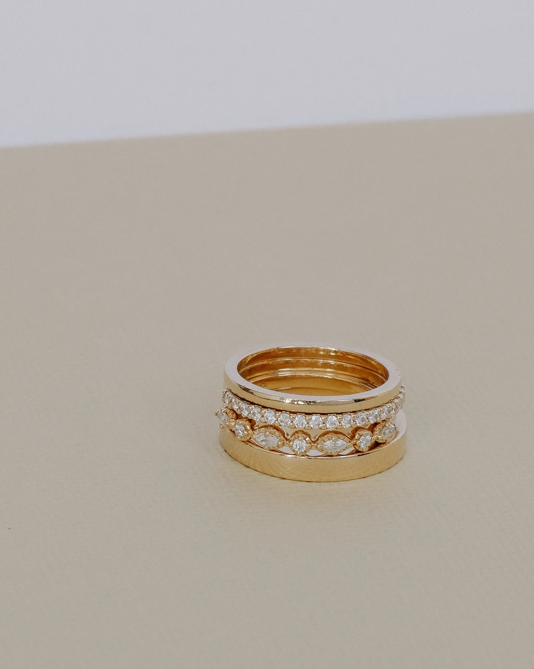 Marquise Round Moissanite Ring Band | 14k Solid Gold