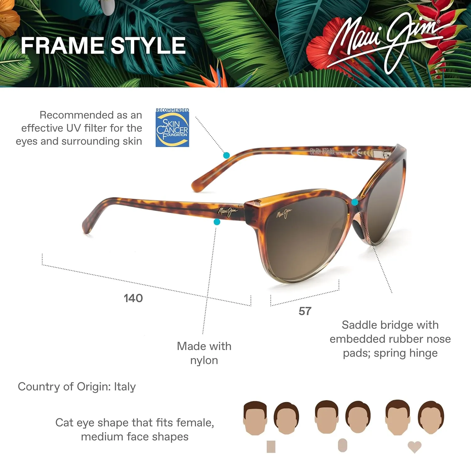 Maui Jim Women's 'Olu'Olu Polarized Cat Eye Sunglasses