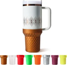 Metallic Glitter Boot for Stanley, Tall Silicone Protector Sleeve Accessories for Stanley Quencher H2.0 FlowState Tumbler 40oz / Stanley Adventure Quencher Tumbler 40oz (Bronze)