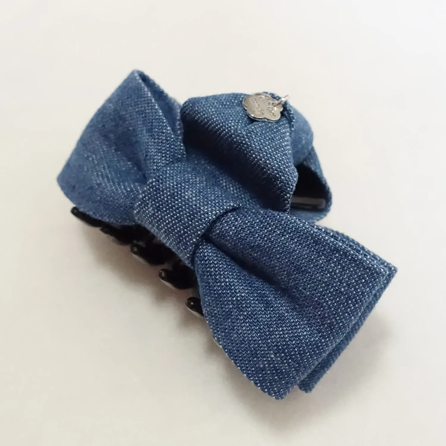 Mini Denim Jean Bow Hair Jaw Claw Clamp Casual Mini Hair Claw Accessories