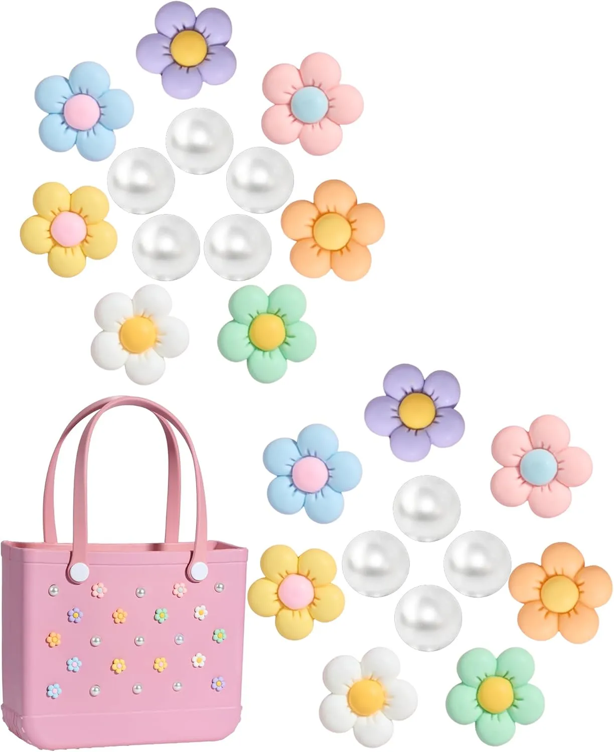 Mon Carame Rubber Beach Bag Accessories Charms,Rubber Beach Totes Accessories Inserts,Lovely Pearl Charms