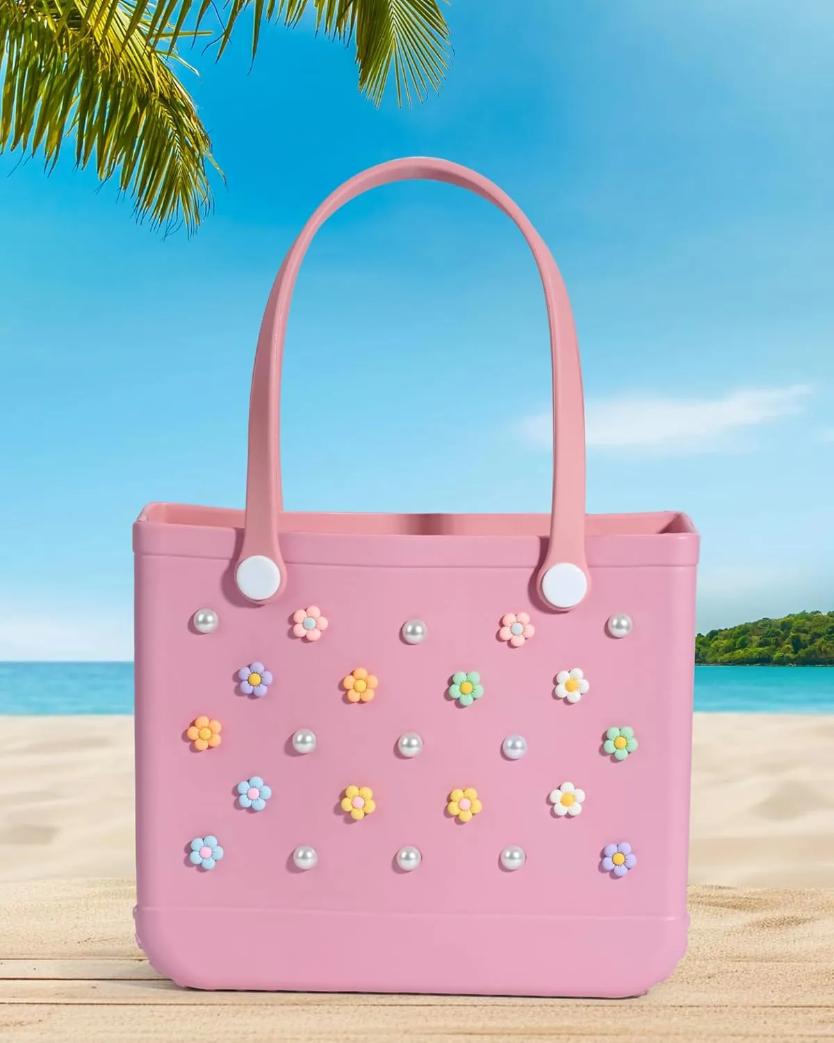 Mon Carame Rubber Beach Bag Accessories Charms,Rubber Beach Totes Accessories Inserts,Lovely Pearl Charms