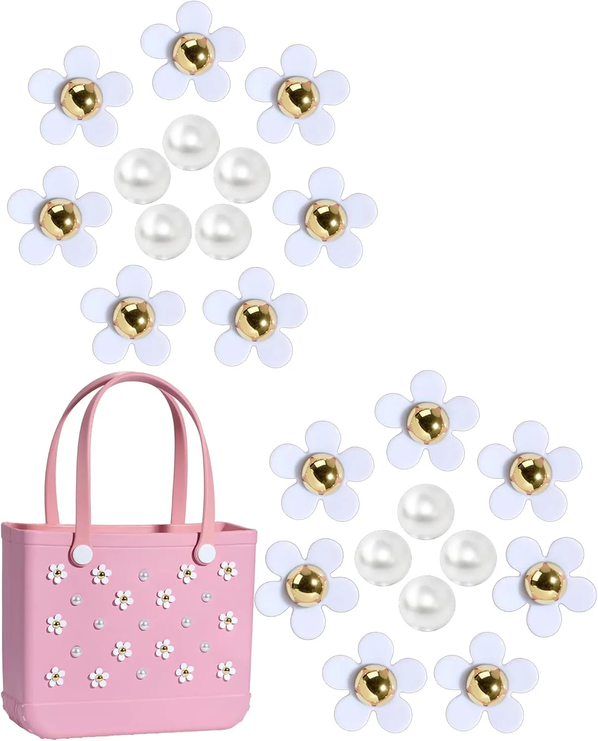 Mon Caramel Resin Beach Bag Accessories Charms,Resin Beach Totes Accessories Inserts,Daisy Flower Bag Charms