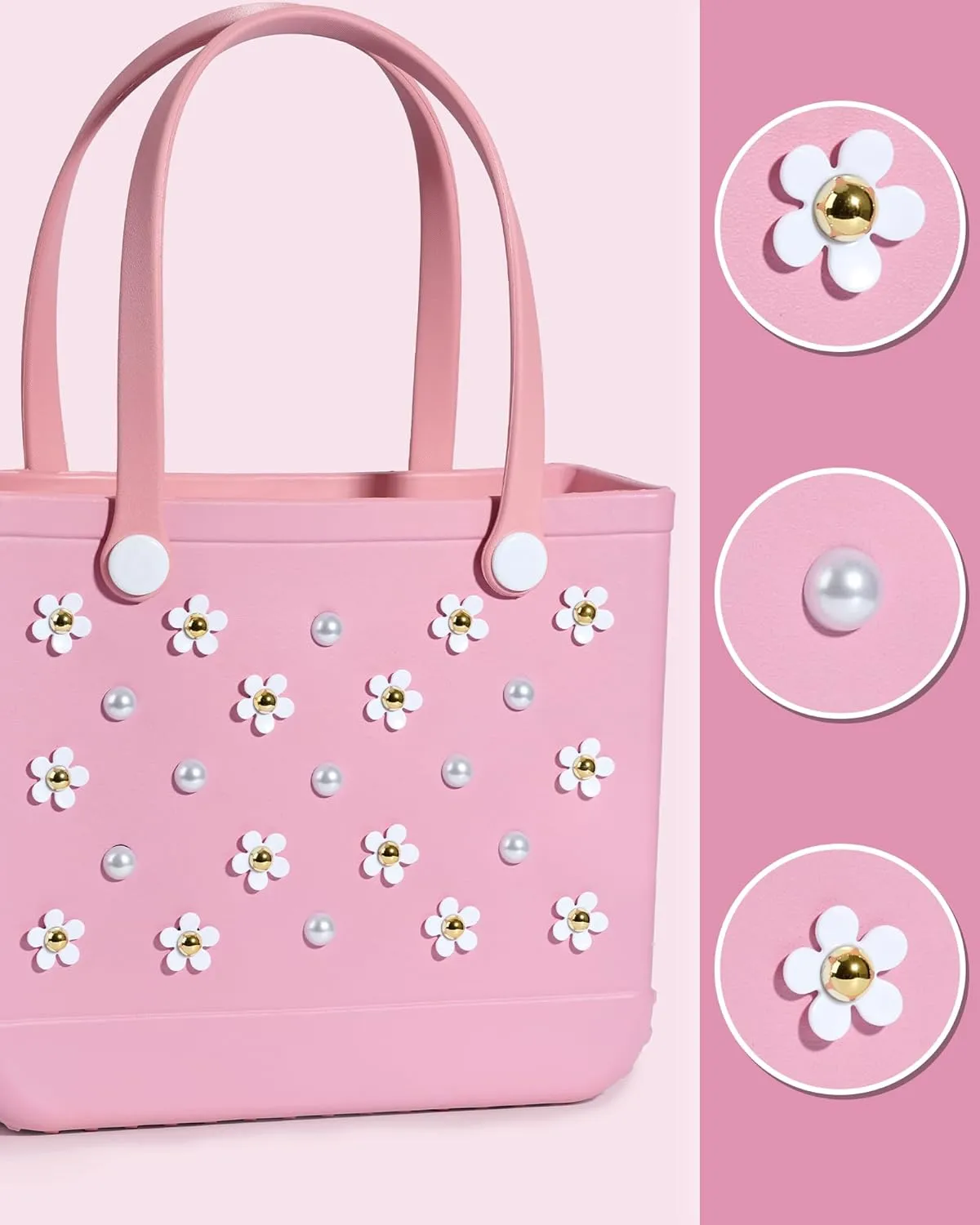 Mon Caramel Resin Beach Bag Accessories Charms,Resin Beach Totes Accessories Inserts,Daisy Flower Bag Charms