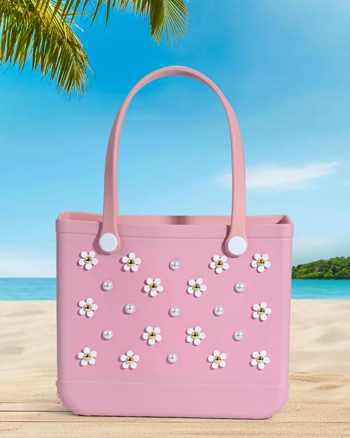 Mon Caramel Resin Beach Bag Accessories Charms,Resin Beach Totes Accessories Inserts,Daisy Flower Bag Charms