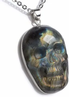 Natural Labradorite Pendant Necklace for Unisex Crystal Stone Amulet Necklace with Adjustable Cord 18 to 28 inch