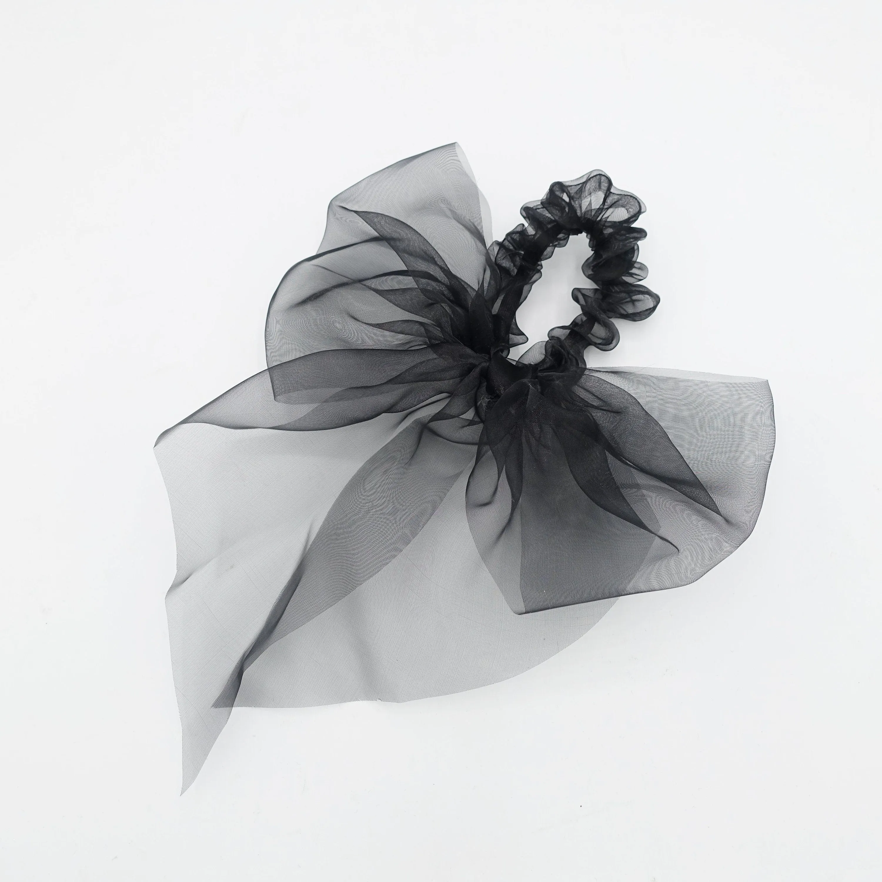 organza bow knot scrunchies see through hair elastic tie women hair accessory