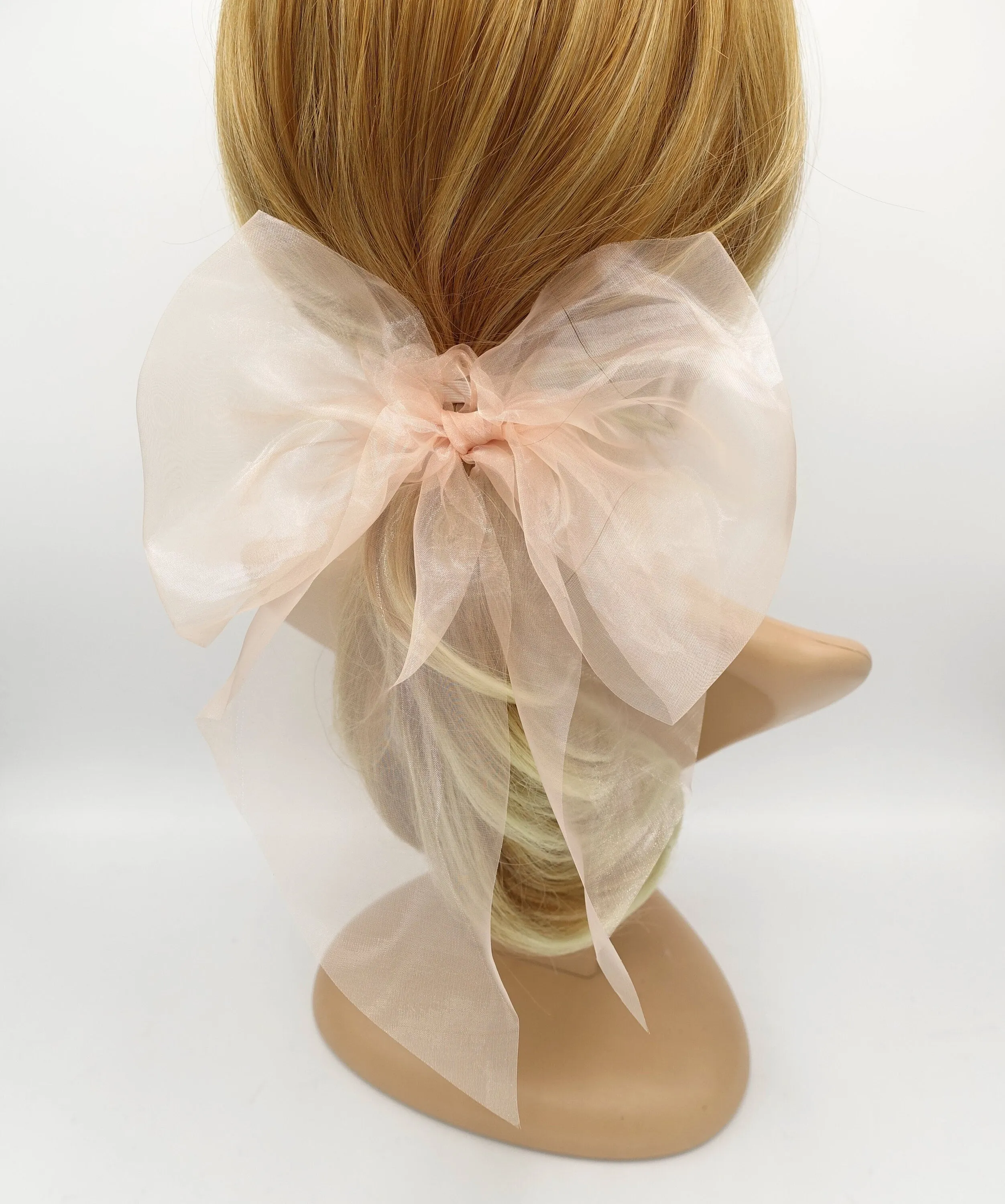 organza bow knot scrunchies see through hair elastic tie women hair accessory