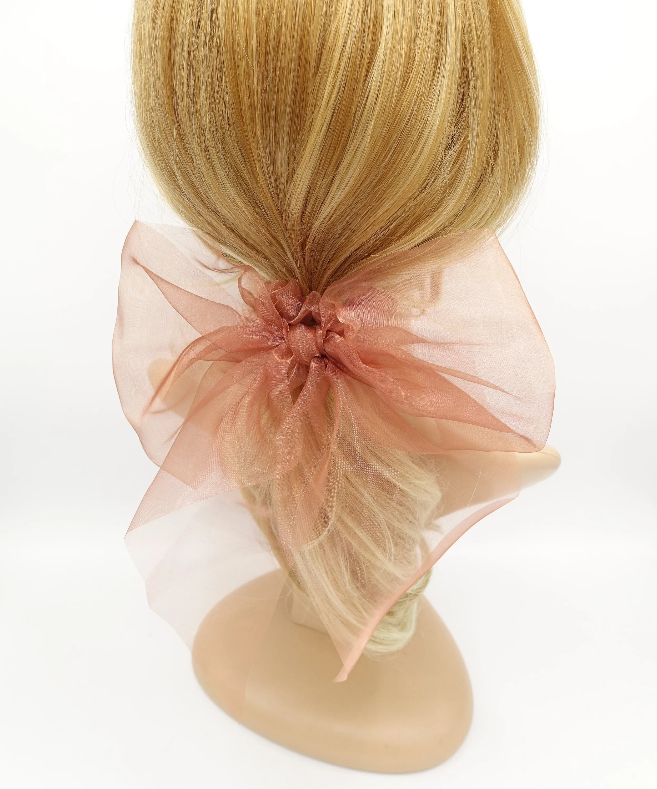 organza bow knot scrunchies see through hair elastic tie women hair accessory