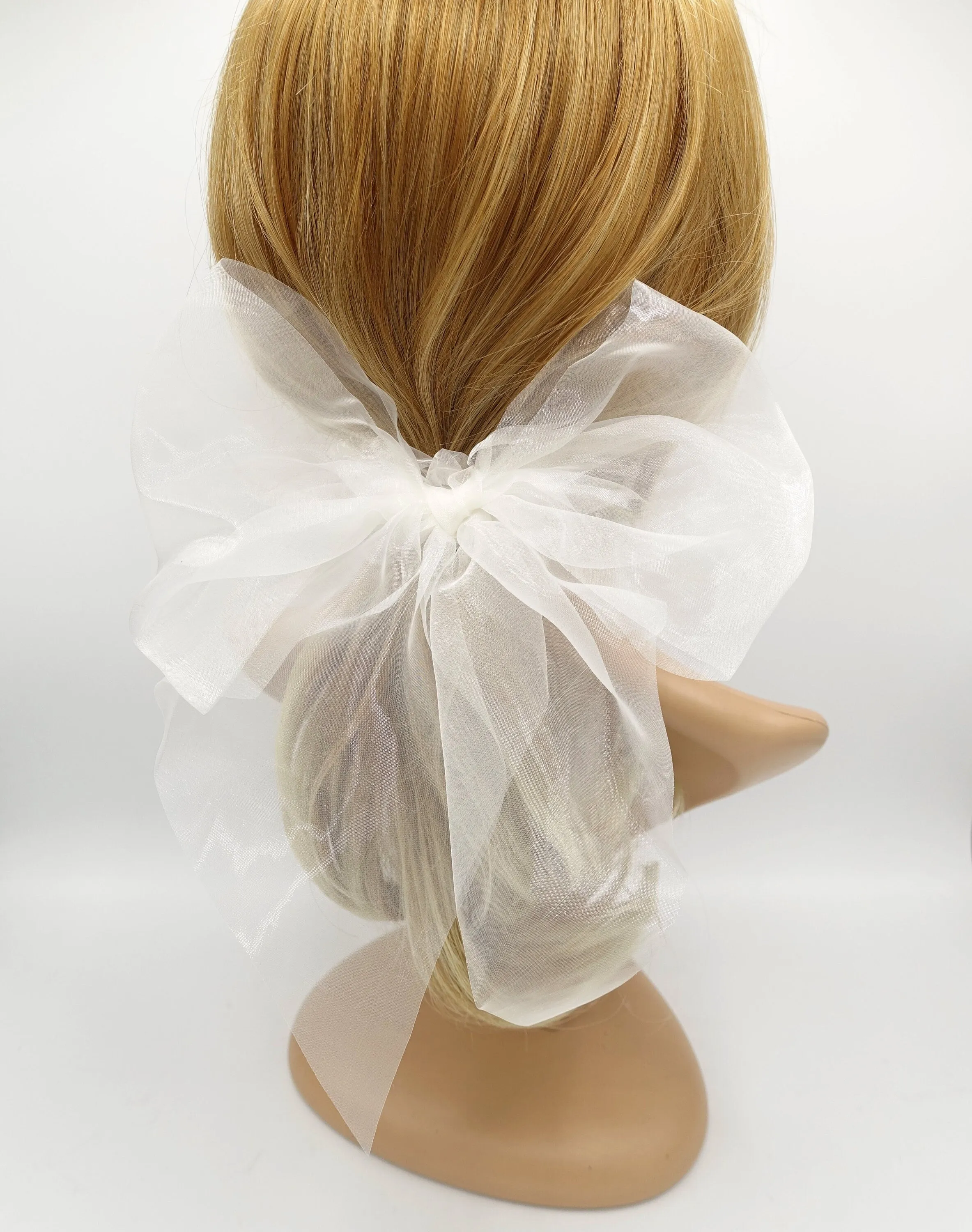 organza bow knot scrunchies see through hair elastic tie women hair accessory