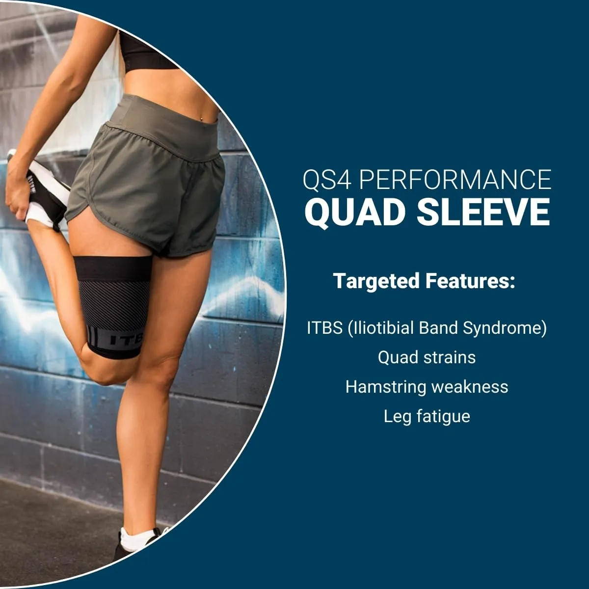 OS1st QS4 Compression Quad/Hamstring Sleeve with Iliotibial Band Brace for ITBS, hamstring pulls and weak quads and thighs