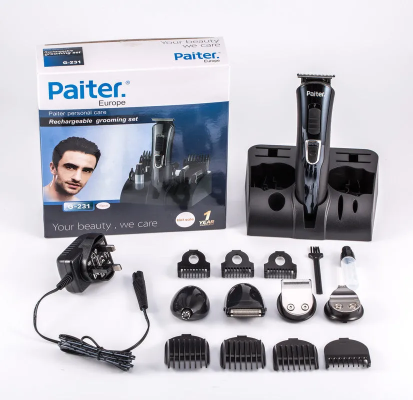 Paiter 5 in 1 Multifunctional Profession Electric Hair Trimmer Hair Clipper Razor Shaver Beard Trimmer for Men 18 pcs