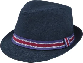 Premium Jeans Fabric Striped Band Fedora Hat - Diff Colors