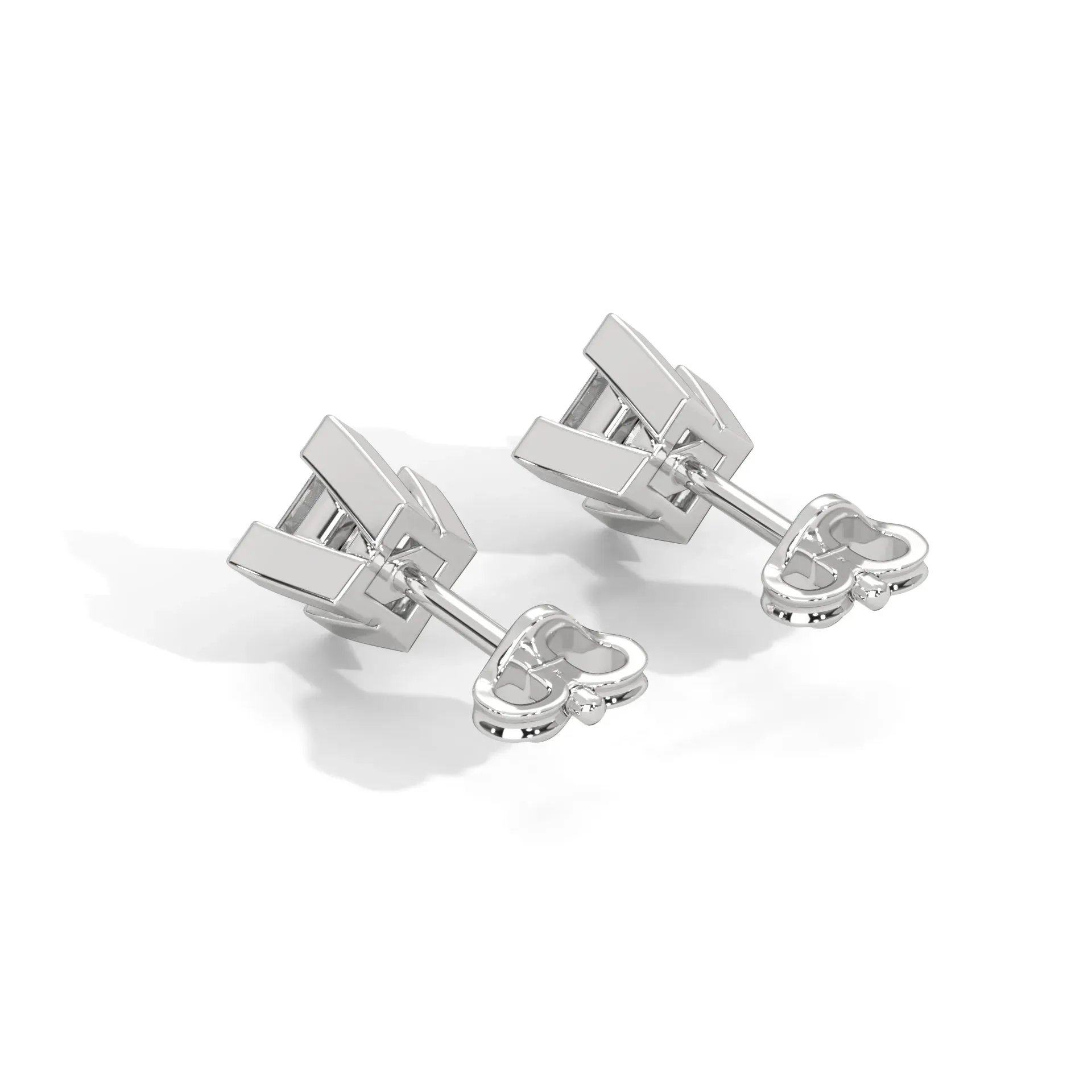 Princess Lab Grown Diamond Earrings | Push Back Studs| 14k Gold