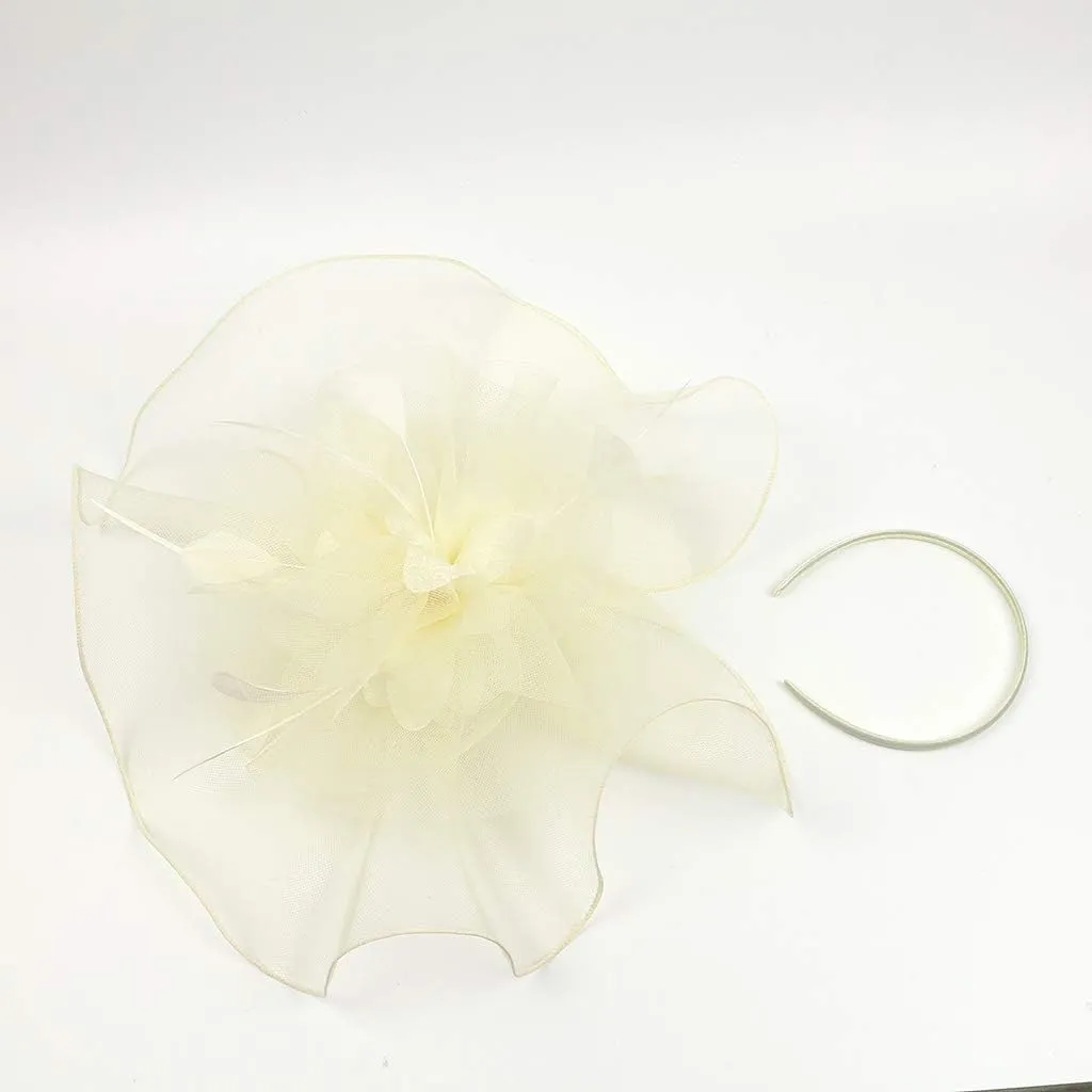 Sinamay Fascinator Hat Floral Feather Pillbox Derby Hats for Women Wedding Tea Party with Headband Clip