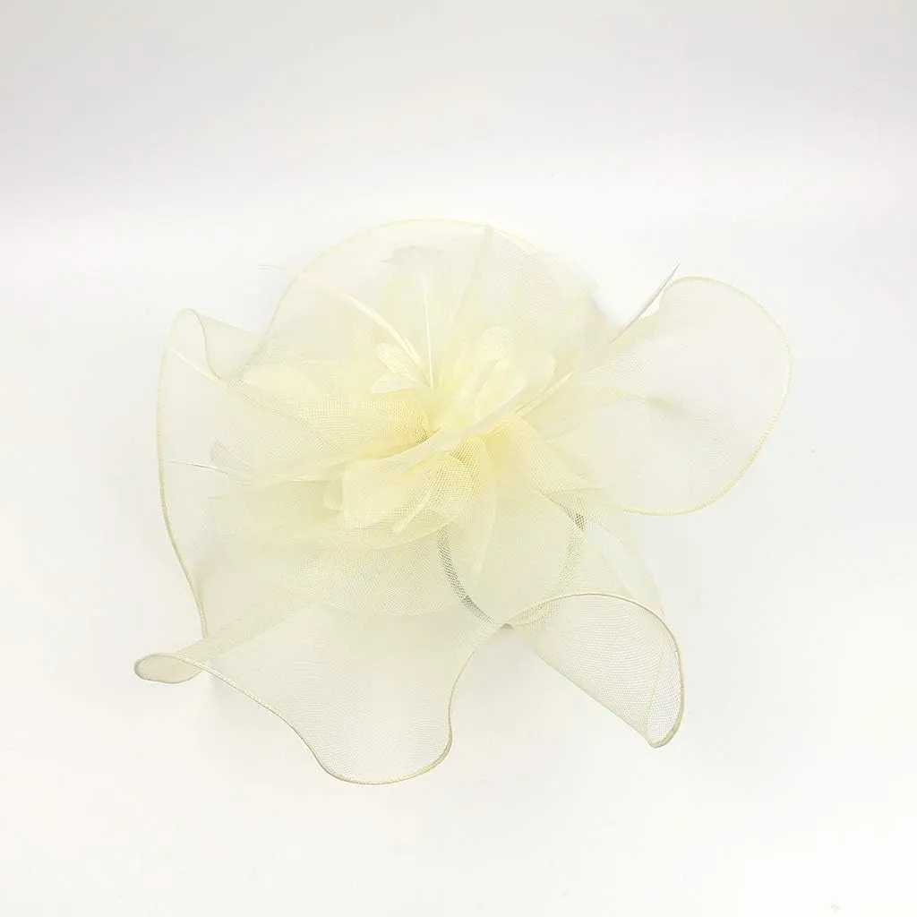 Sinamay Fascinator Hat Floral Feather Pillbox Derby Hats for Women Wedding Tea Party with Headband Clip