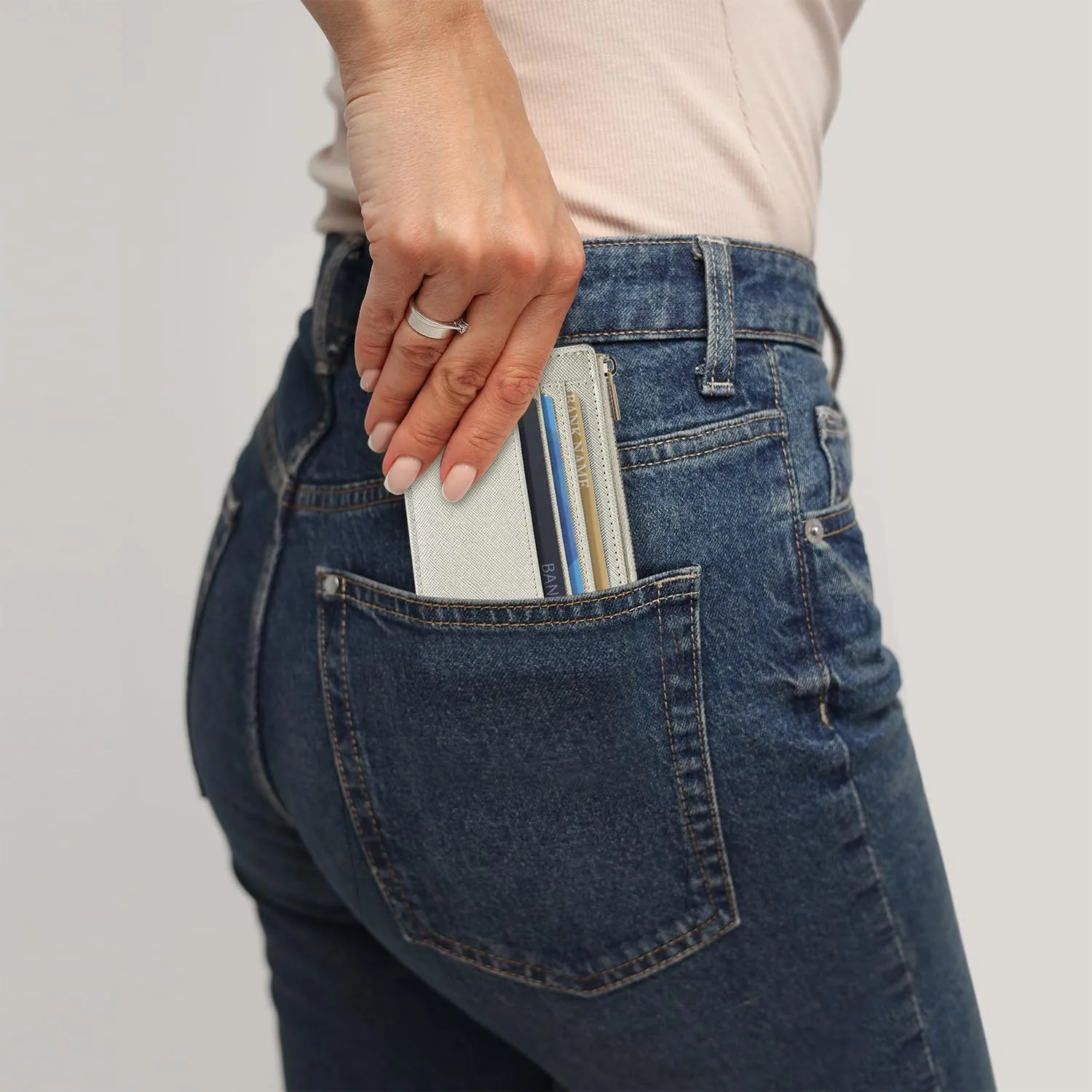Sodsay Card Case Slim Front Pocket Wallet for Women Credit Card Holder with Keychain
