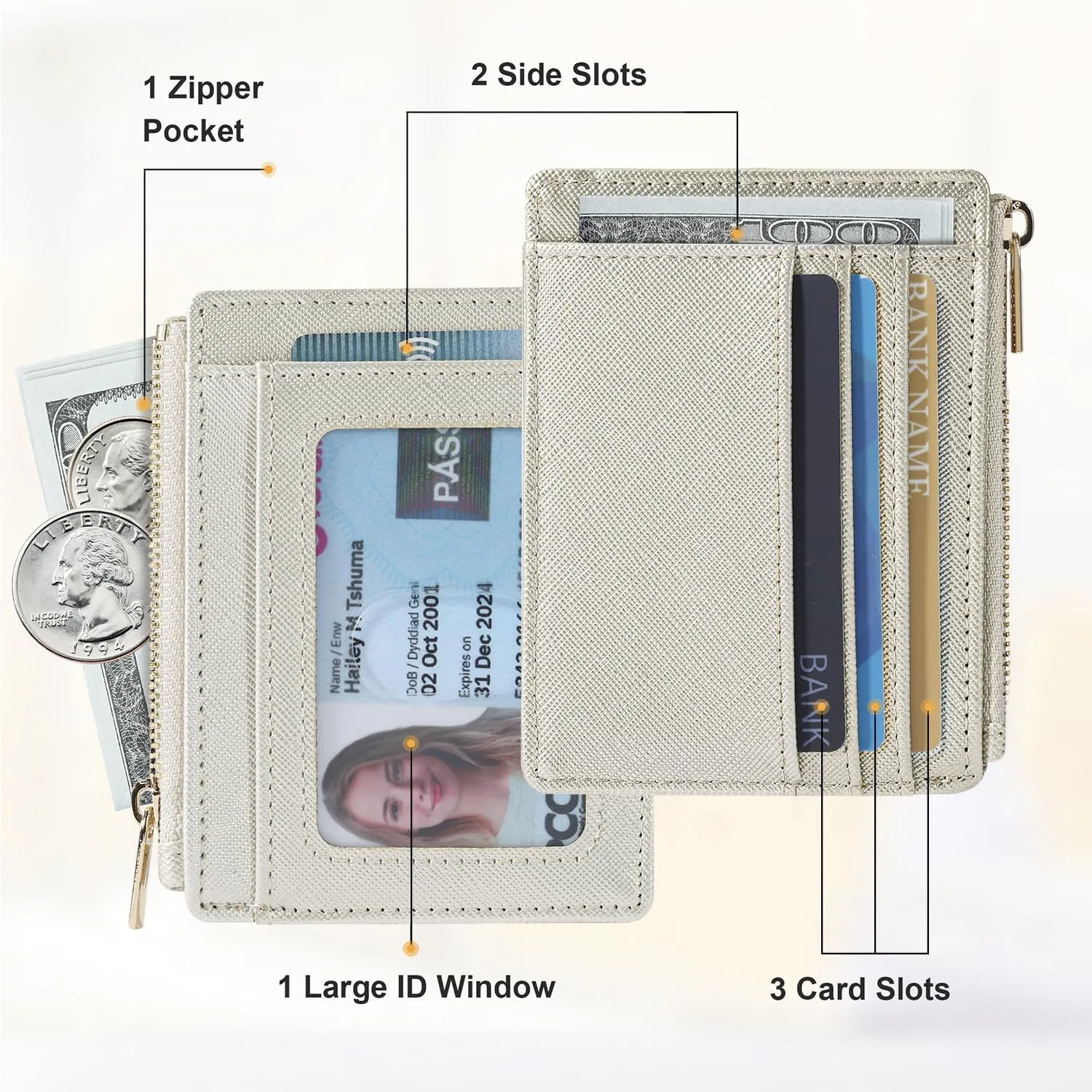 Sodsay Card Case Slim Front Pocket Wallet for Women Credit Card Holder with Keychain