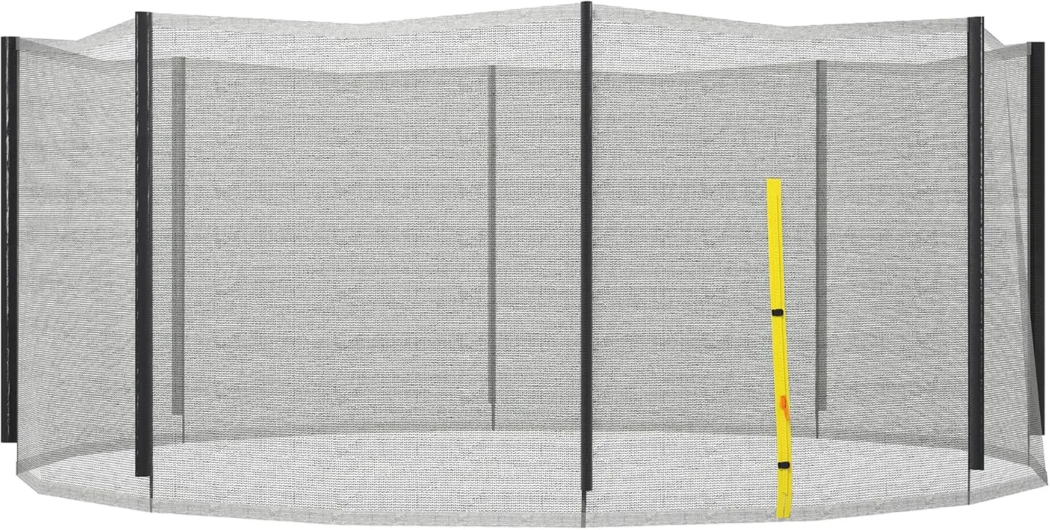 Soozier Trampoline Safety Net for 14ft Round Trampoline with 8 Straight Poles Poles Not Included, Weather Resistant Trampoline Net Replacement Enclosure with Yellow Zippered Entrance