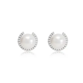 Stella Cultured Freshwater Pearl Stud Earrings With Sparkle Surround