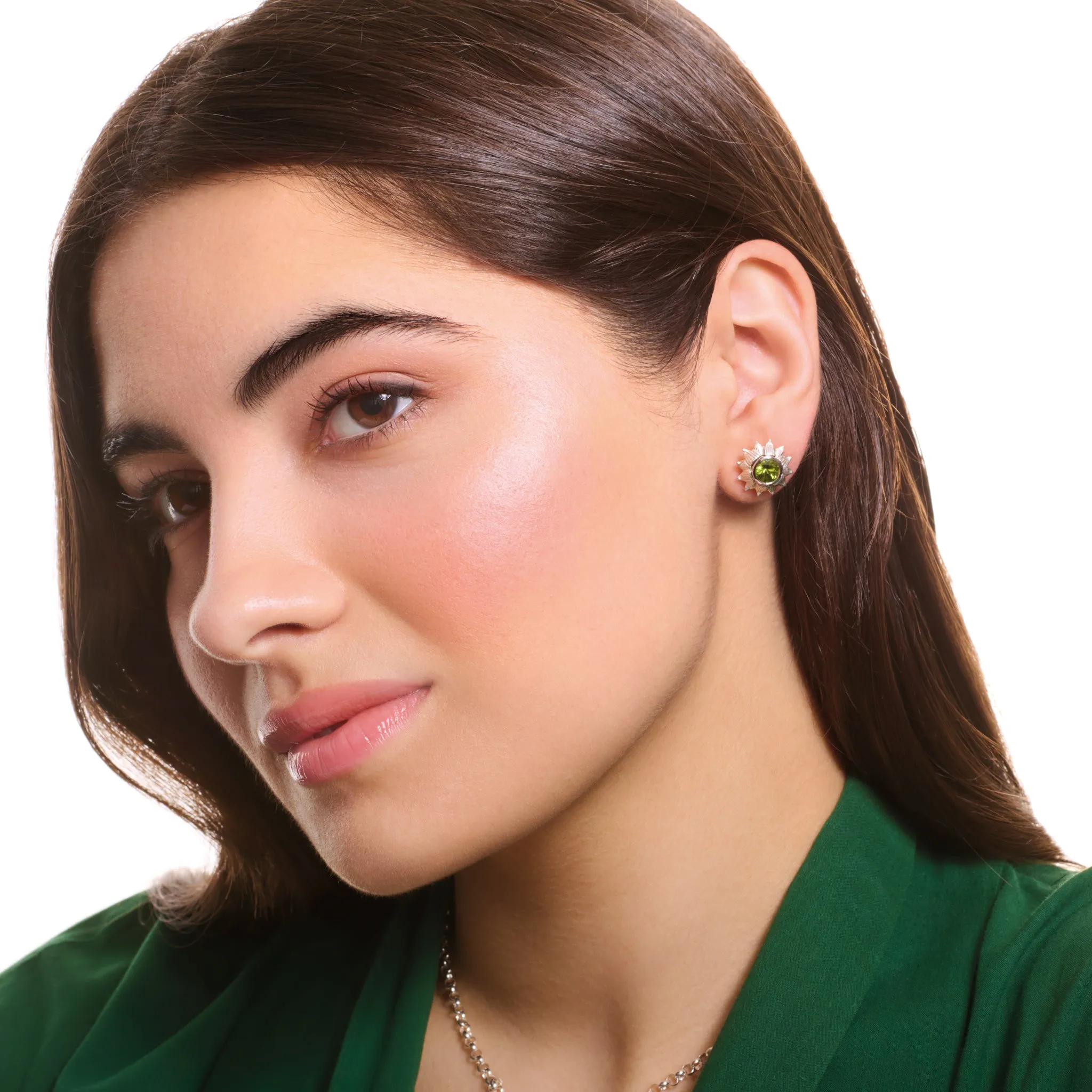 Sunflower Earring Halos Yellow Gold