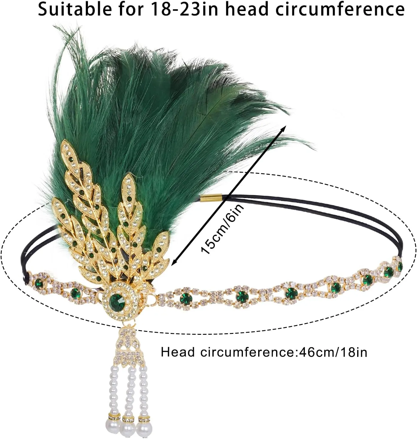 Tongcloud 1920s Flapper Feather Headband Roaring 20s Gatsby Headpiece Women's 1920s Headband Flapper Feather Headpiece