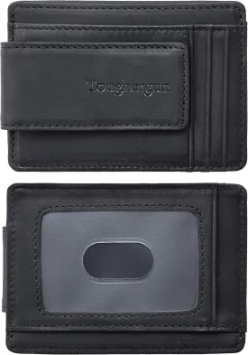 Toughergun Slim Minimalist Wallet for Men with Magnetic Money Clip Leather Wallet, Credit Card Holder RFID Blocking Front Pocket Holds Cash and Cards