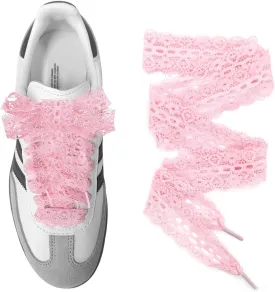 UamGlsob Lace Fancy Shoelaces for Adidas Samba Shoes, 3CM Wide Flat Soft Lace Shoe Laces for Women Girls