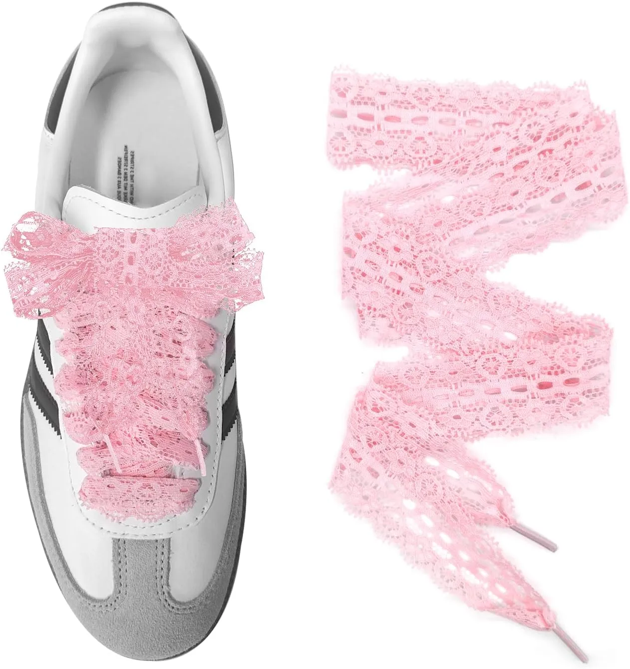 UamGlsob Lace Fancy Shoelaces for Adidas Samba Shoes, 3CM Wide Flat Soft Lace Shoe Laces for Women Girls