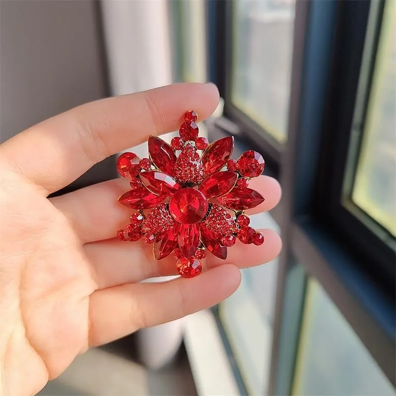 Vintage Crystal Rhinestone Flower-shaped Brooch Pin Accessories