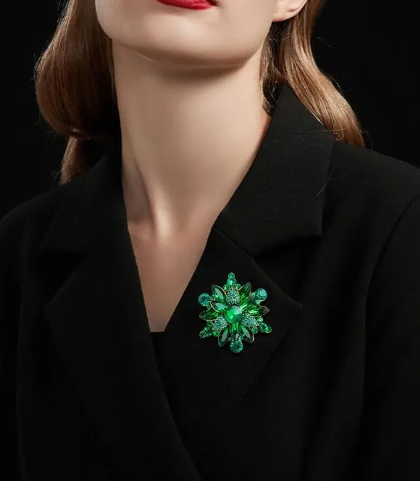 Vintage Crystal Rhinestone Flower-shaped Brooch Pin Accessories