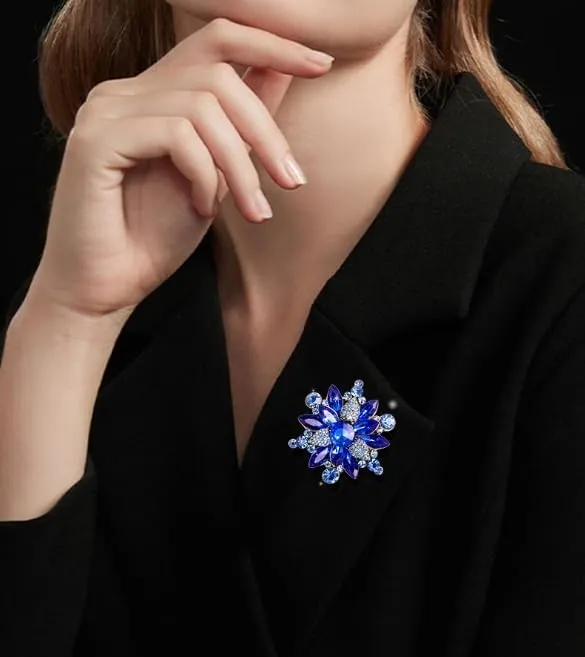 Vintage Crystal Rhinestone Flower-shaped Brooch Pin Accessories