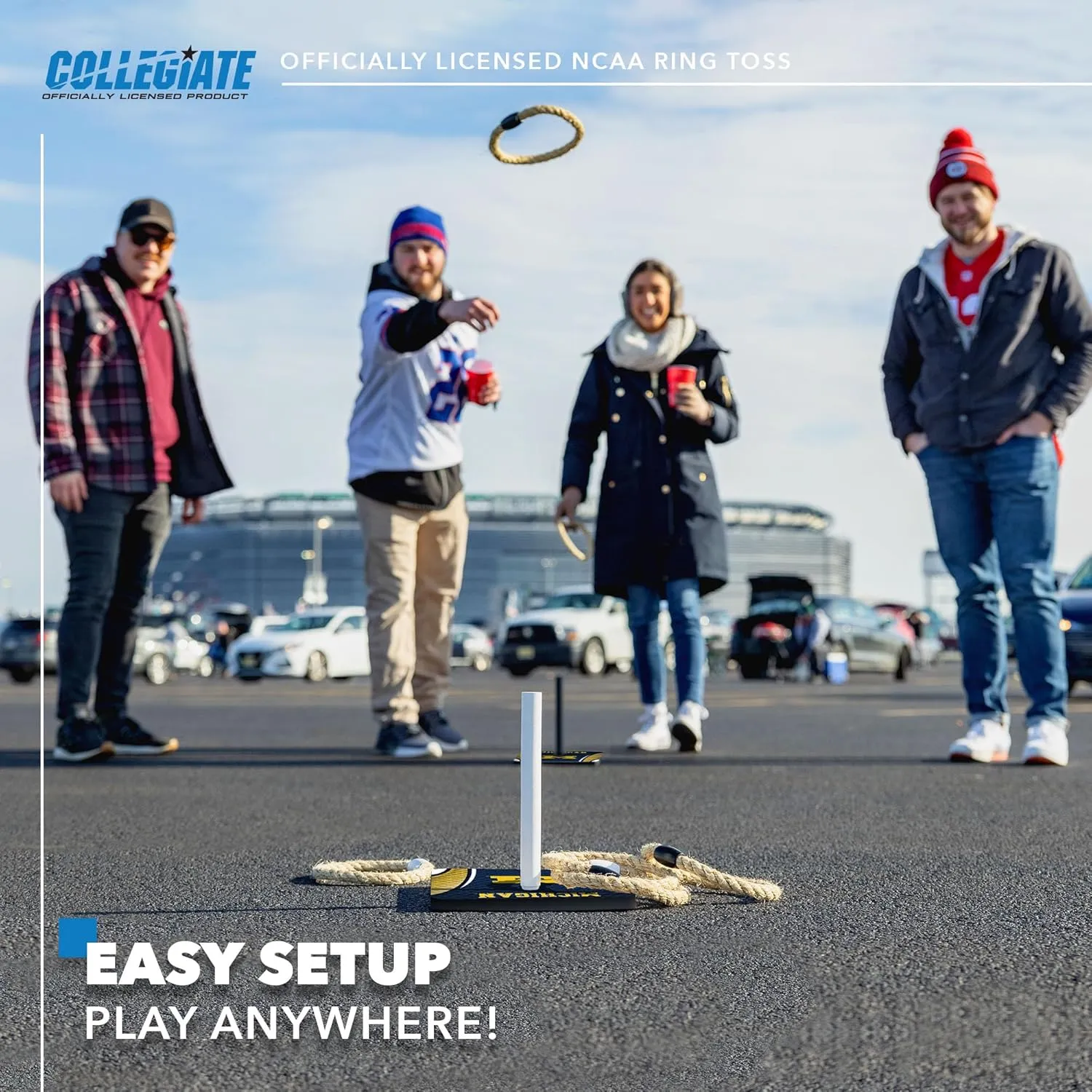 Wild Sports Solid Wood College Quoits Set with Direct Print HD Team Graphics  Tailgate Ring Toss Game  Great Gift for Any NCAA Fan! Ring Toss Family Outdoor Games for The Beach