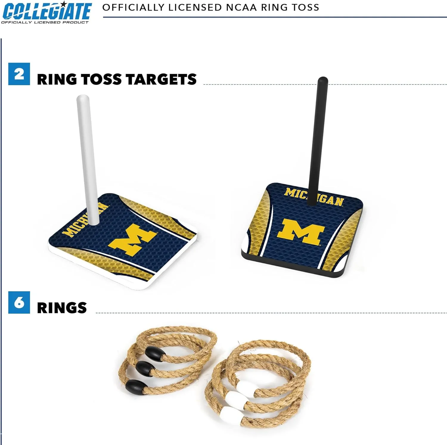 Wild Sports Solid Wood College Quoits Set with Direct Print HD Team Graphics  Tailgate Ring Toss Game  Great Gift for Any NCAA Fan! Ring Toss Family Outdoor Games for The Beach