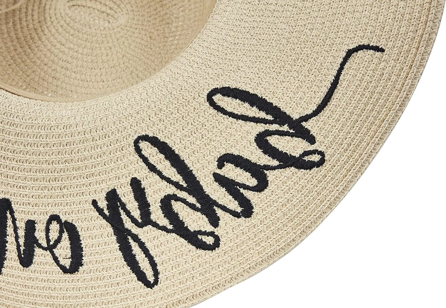 Womens Embroidered Straw Sun Hat Bridal Shower Gift Bachelorette Honeymoon