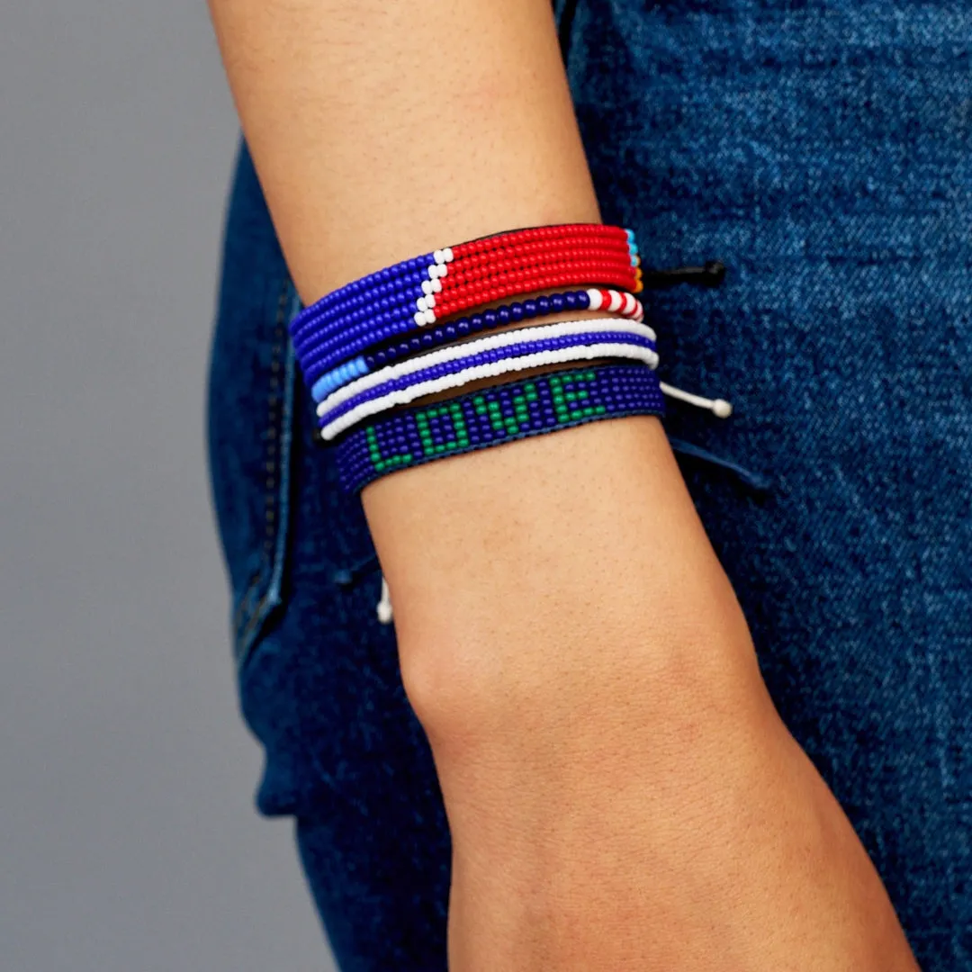 XLarge Woven LOVE Bracelet - Navy/Green
