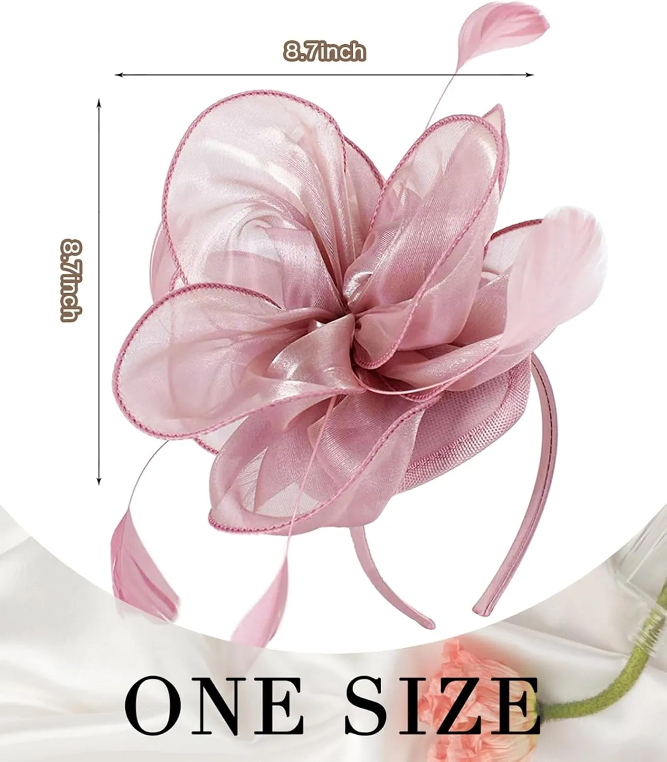 Z&X Sinamay Fascinator Pillbox Hats for Women Feather Flower Church Derby Headband Clip Wedding Tea Party Hat