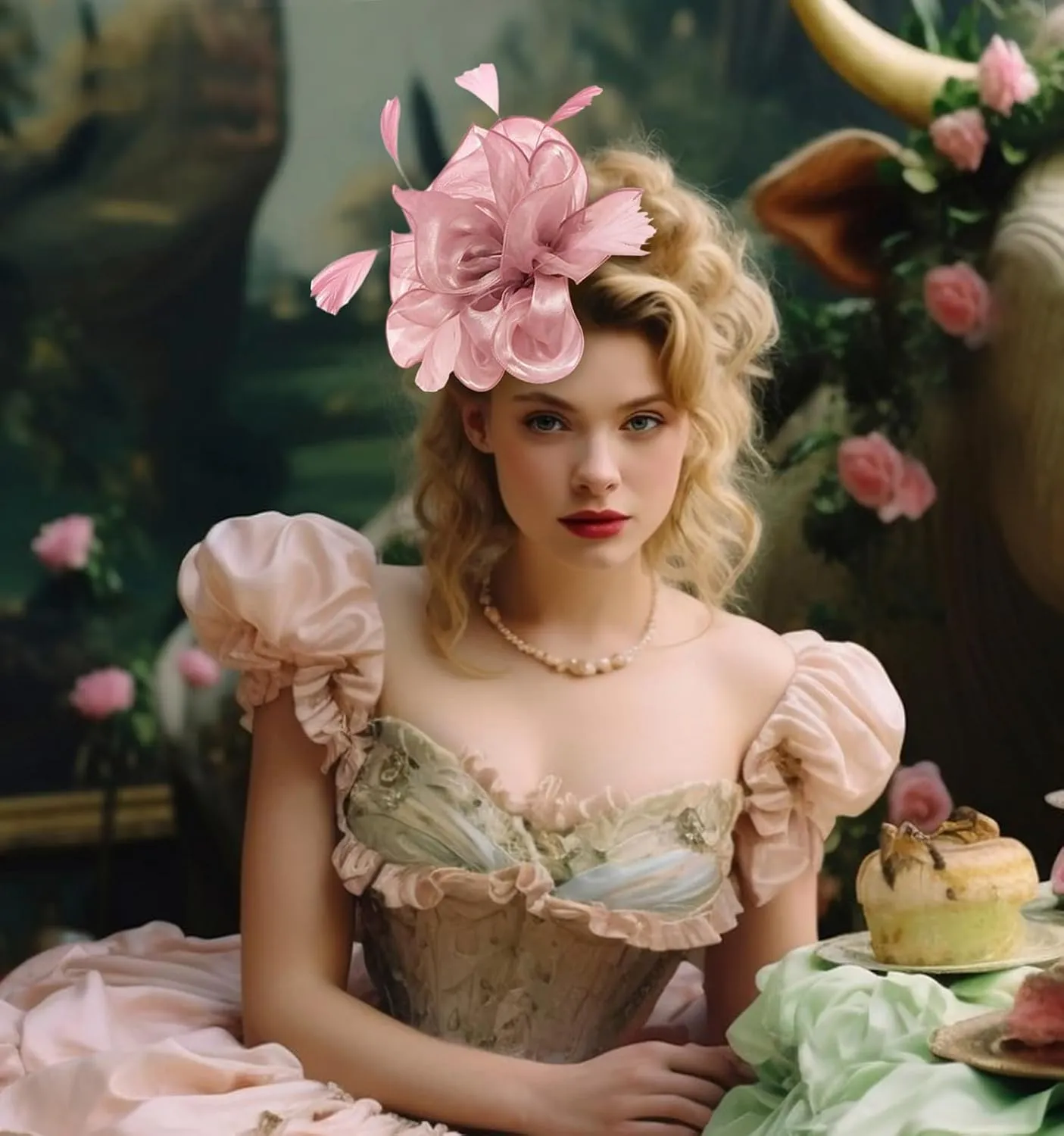Z&X Sinamay Fascinator Pillbox Hats for Women Feather Flower Church Derby Headband Clip Wedding Tea Party Hat